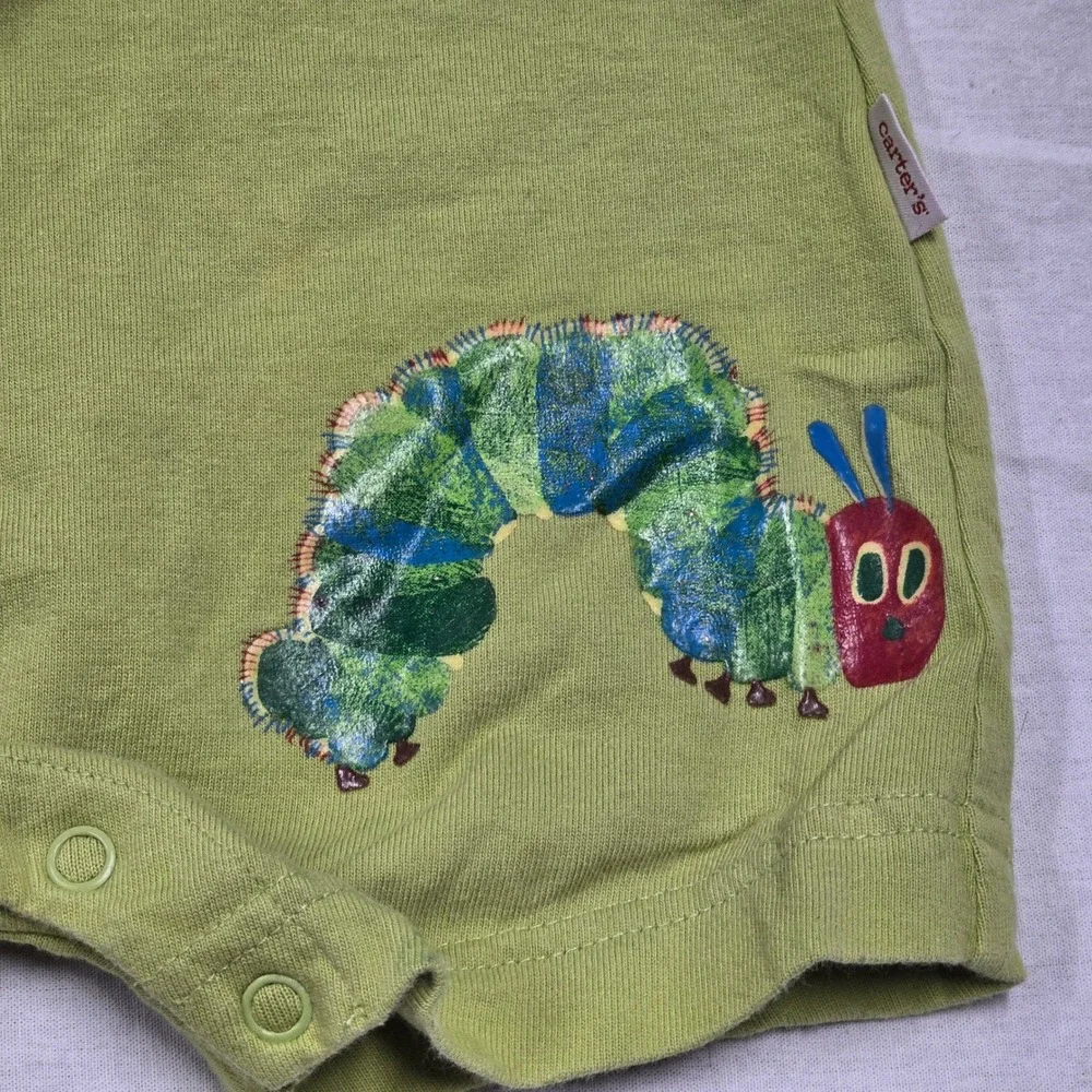 Carters Very Hungry Caterpillar Eric Carle Green Romper 3-6M Baby Boy Girl 2002